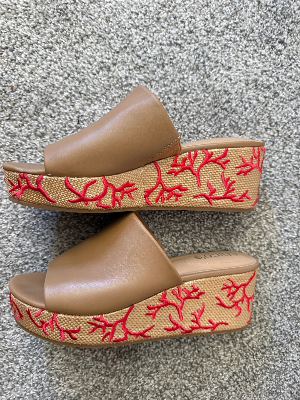Chico's Caramel Slide Mules with Wide Leather Band